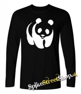 PANDA - čierne pánske tričko s dlhými rukávmi