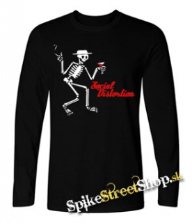 SOCIAL DISTORTION - Skeleton & Logo - čierne pánske tričko s dlhými rukávmi