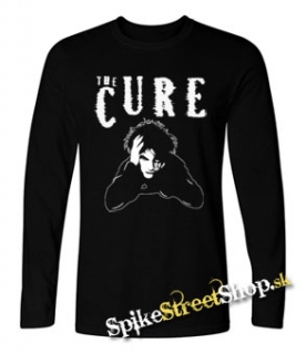 THE CURE - Robert Smith Portrait White - čierne pánske tričko s dlhými rukávmi