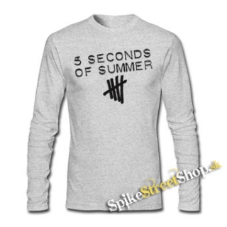 5 SECONDS OF SUMMER - Logo & Band - šedé pánske tričko s dlhými rukávmi