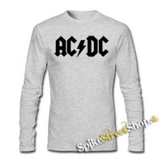 AC/DC - Logo - šedé pánske tričko s dlhými rukávmi