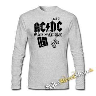 AC/DC - War Machine - šedé pánske tričko s dlhými rukávmi