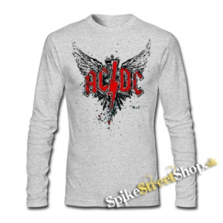 ACDC - Wings - šedé pánske tričko s dlhými rukávmi