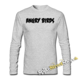 ANGRY BIRDS - Logo - šedé pánske tričko s dlhými rukávmi