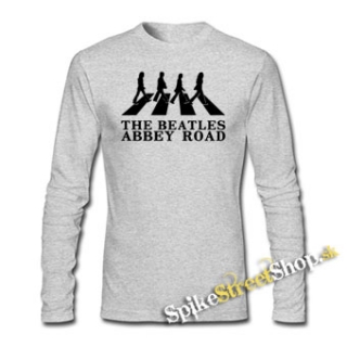 BEATLES - Abbey Roads Silhouette - šedé pánske tričko s dlhými rukávmi