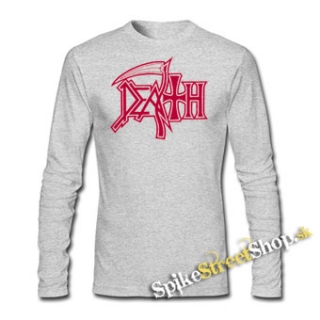 DEATH - Logo - šedé pánske tričko s dlhými rukávmi