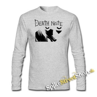 DEATH NOTE - Logo & Portrait - šedé pánske tričko s dlhými rukávmi