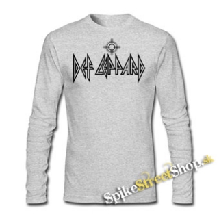 DEF LEPPARD - Logo - šedé pánske tričko s dlhými rukávmi