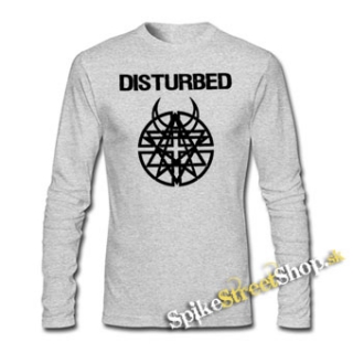 DISTURBED - Logo - šedé pánske tričko s dlhými rukávmi