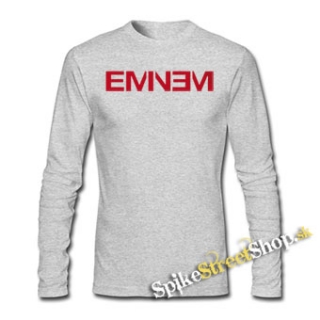 EMINEM - Red Logo - šedé pánske tričko s dlhými rukávmi