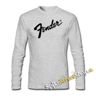 FENDER - Logo - šedé pánske tričko s dlhými rukávmi