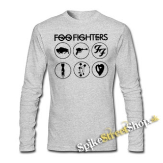 FOO FIGHTERS - Album Collection - šedé pánske tričko s dlhými rukávmi