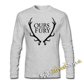 GAME OF THRONES - OURS IS THE FURY - Logo - šedé pánske tričko s dlhými rukávmi