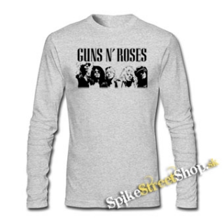 GUNS N ROSES - Logo & Band - šedé pánske tričko s dlhými rukávmi