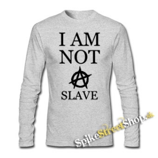 I AM NOT A SLAVE - Black - šedé pánske tričko s dlhými rukávmi