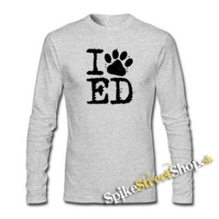 I LOVE ED SHEERAN - šedé pánske tričko s dlhými rukávmi