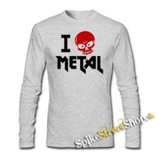 I LOVE METAL - šedé pánske tričko s dlhými rukávmi