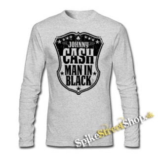 JOHNNY CASH - Man In Black - šedé pánske tričko s dlhými rukávmi