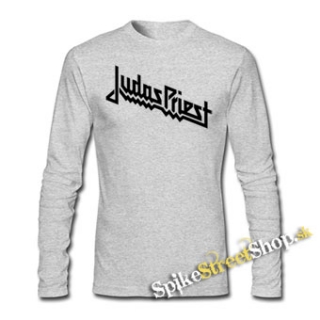 JUDAS PRIEST - Logo - šedé pánske tričko s dlhými rukávmi