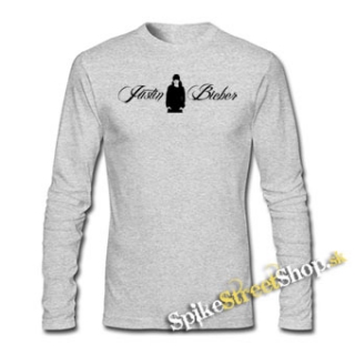 JUSTIN BIEBER - šedé pánske tričko s dlhými rukávmi