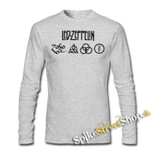 LED ZEPPELIN - Logo - šedé pánske tričko s dlhými rukávmi