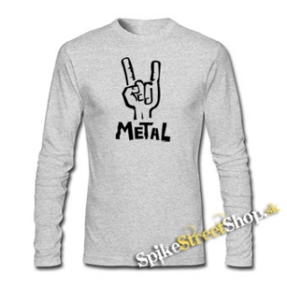 METAL - šedé pánske tričko s dlhými rukávmi