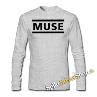 MUSE - Logo - šedé pánske tričko s dlhými rukávmi