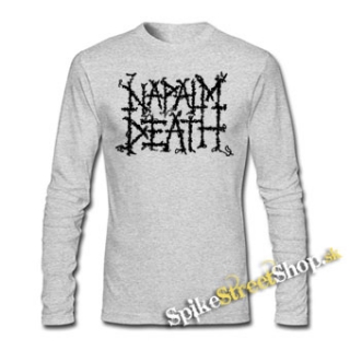 NAPALM DEATH - Logo - šedé pánske tričko s dlhými rukávmi