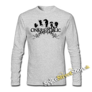 ONE REPUBLIC - Logo & Band - šedé pánske tričko s dlhými rukávmi