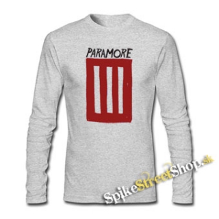 PARAMORE - 3 Bar - šedé pánske tričko s dlhými rukávmi