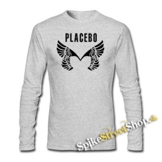 PLACEBO - Wings Logo - šedé pánske tričko s dlhými rukávmi