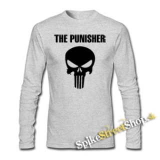 PUNISHER - Logo & Skull - šedé pánske tričko s dlhými rukávmi