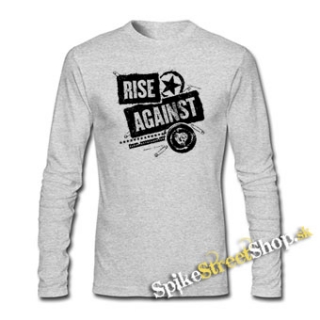 RISE AGAINST - Patched Up - šedé pánske tričko s dlhými rukávmi