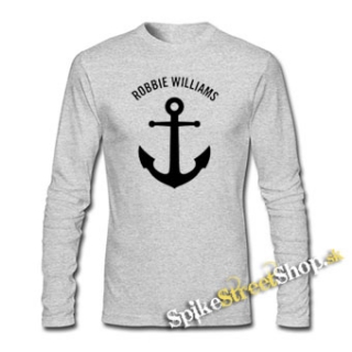 ROBBIE WILLIAMS - Anchor - šedé pánske tričko s dlhými rukávmi