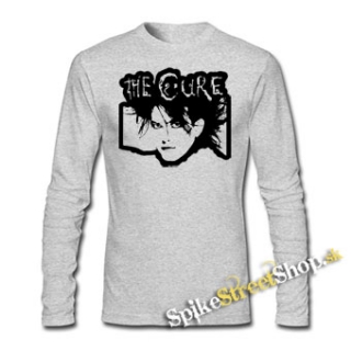 THE CURE - Robert Smith Portait - šedé pánske tričko s dlhými rukávmi