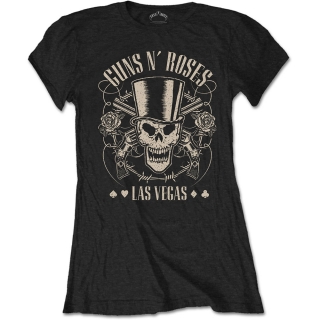 GUNS N ROSES - Top Hat Skull & Pistols Las Vegas - čierne dámske tričko