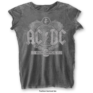 AC/DC - Black Ice with Burn Out Finishing - sivé dámske tričko