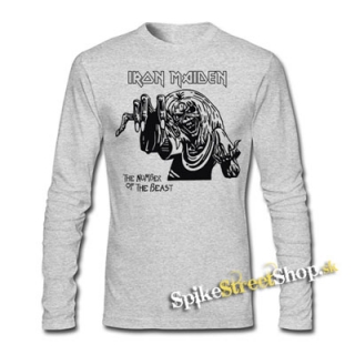 IRON MAIDEN - Number Of The Beast - šedé pánske tričko s dlhými rukávmi