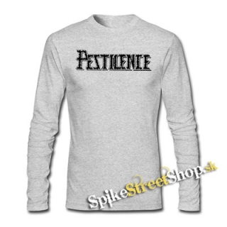 PESTILENCE - Logo - šedé pánske tričko s dlhými rukávmi