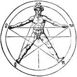 PENTAGRAM - Vitruvian Man White - odznak
