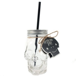 GOTHIC COLLECTION - Skull Design Novelty Drinking Mug with Straw - pohár
