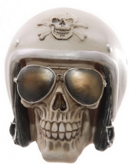 GOTHIC COLLECTION - Gruesome Skull with Helmet and Sunglasses - lebka