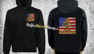 KEEP CALM AND GO TO NEW YORK - čierna pánska mikina na zips