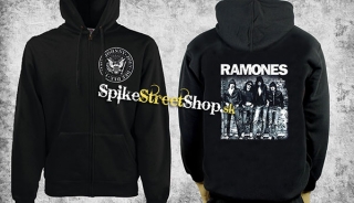 RAMONES - Band - čierna pánska mikina na zips