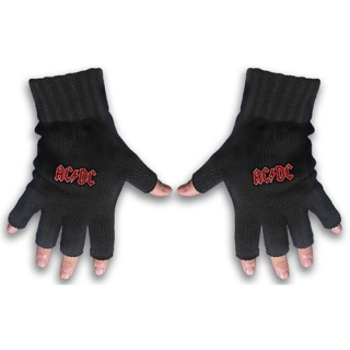 AC/DC - Classic Red Logo - čierne rukavice bez prstov