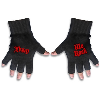 DIO - Logo & We Rock- čierne rukavice bez prstov