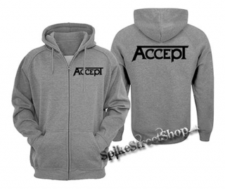 ACCEPT - Logo - šedá pánska mikina na zips
