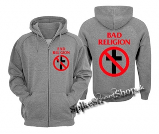 BAD RELIGION - Logo - šedá pánska mikina na zips