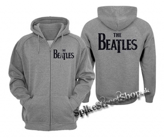 BEATLES - Logo Vintage - šedá pánska mikina na zips