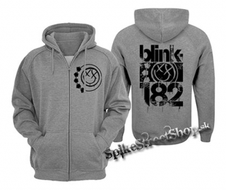 BLINK 182 - Three Bars - šedá pánska mikina na zips